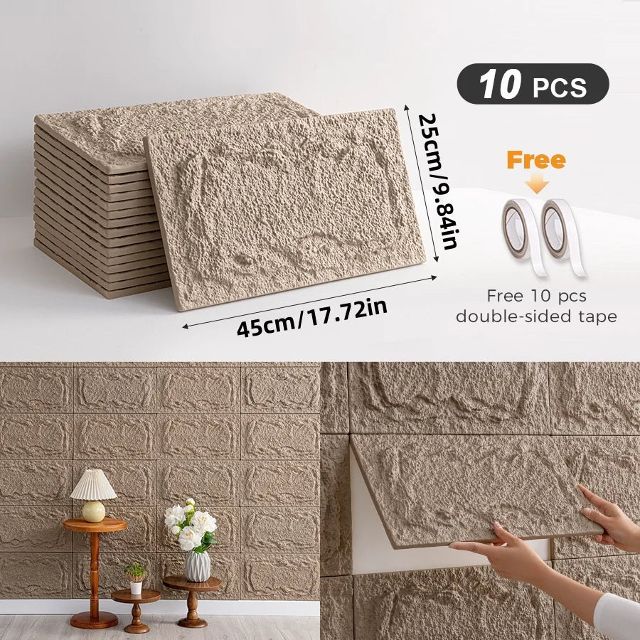 CHEE LYEE 3D Self-Adhesive Stone Wall Panels for Indoor Decor