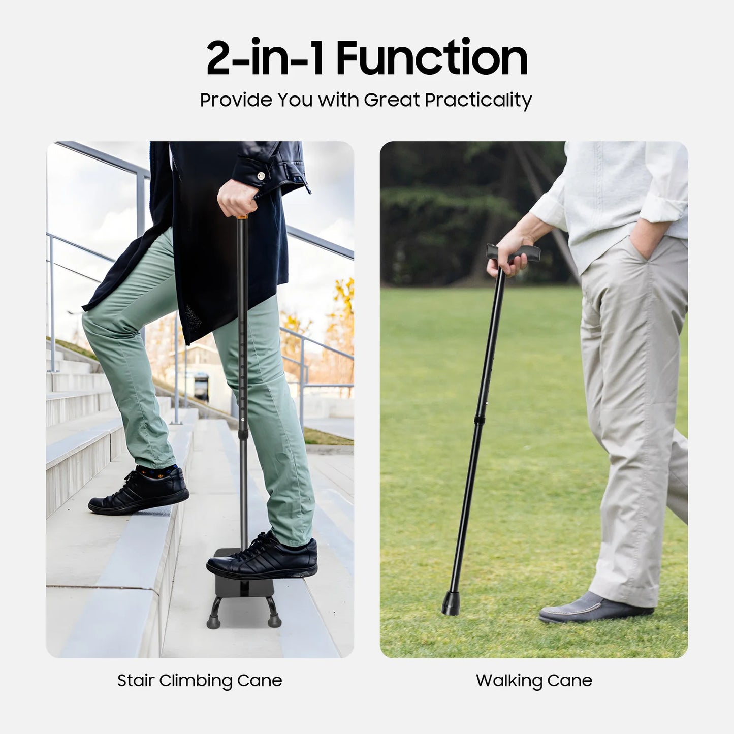 Safe Pedal Stair Lift Aid 4 Leg Walking Cane For Elderly