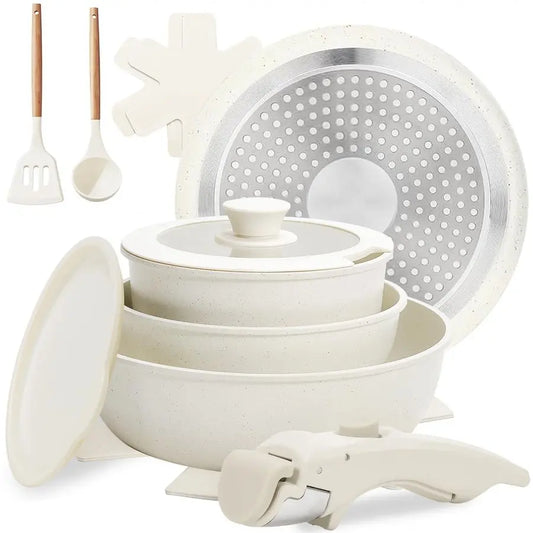 Nonstick Pots And Pans Set With Detachable Handles Stackable Cookware