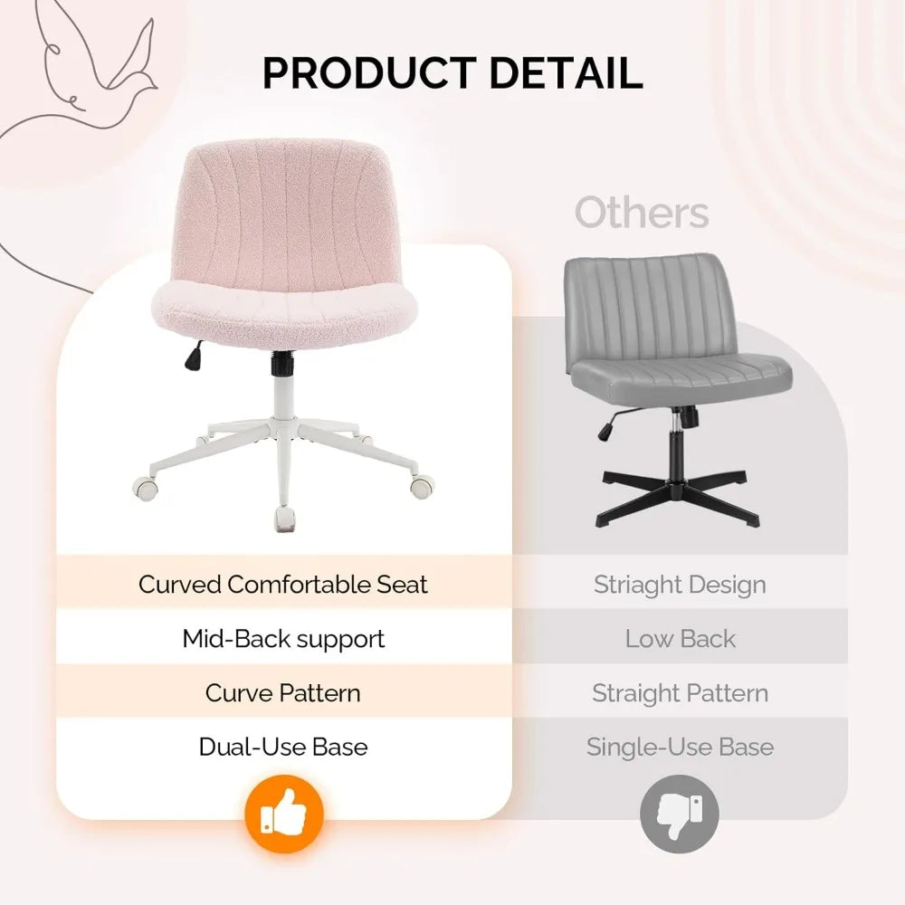 VINGLI Boucle Criss Cross Dual Use Armless Vanity Office Chair