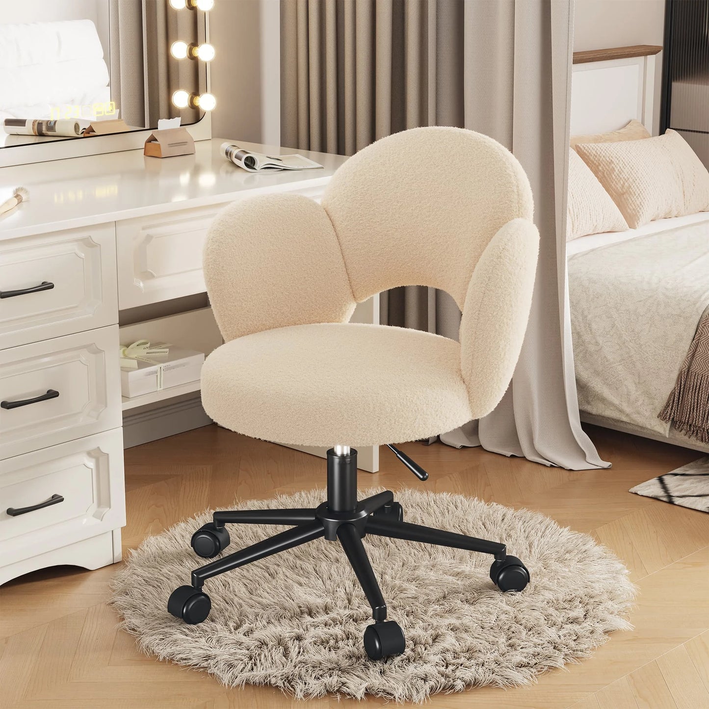 EnHomee Petal Vanity Chair Height Adjustable Desk Chair With Wheels