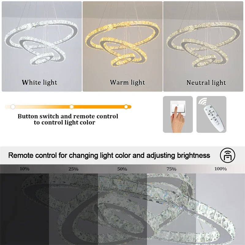 GreeLustr Modern Crystal Chandelier Dining Room Pendant Light