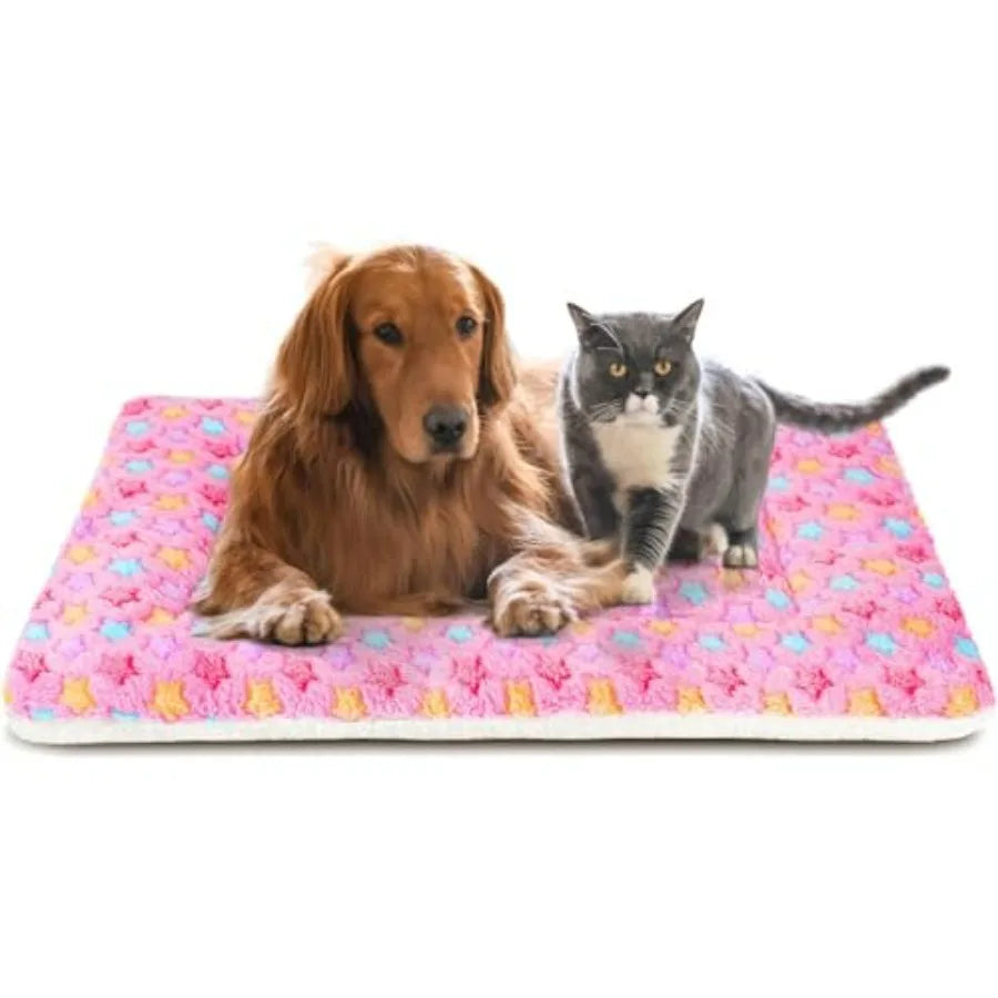Ultra Soft Pet Bed Crate Pad With Star Print Fleece