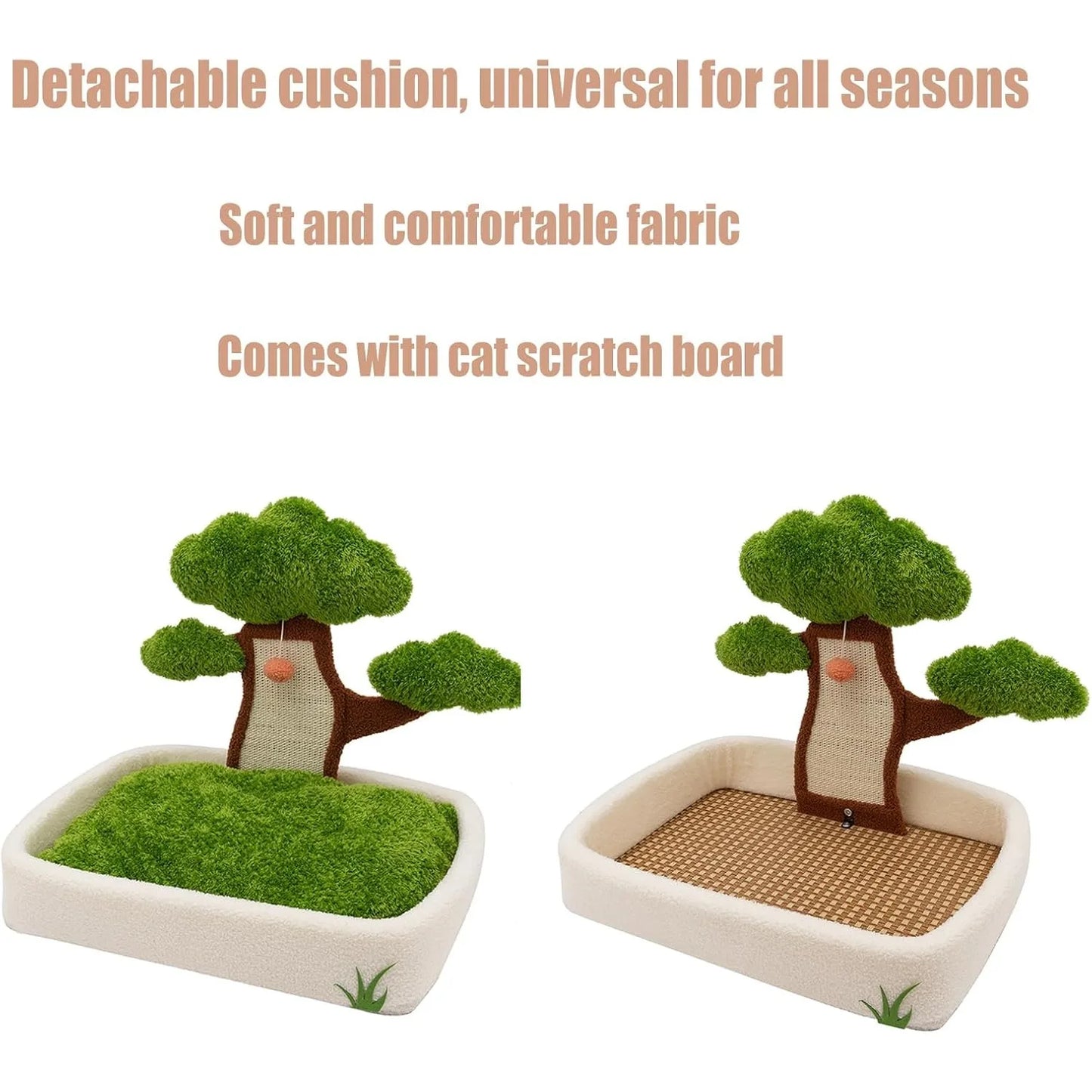 Cat House With Pine Tree Scratching Post For Indoor Cats