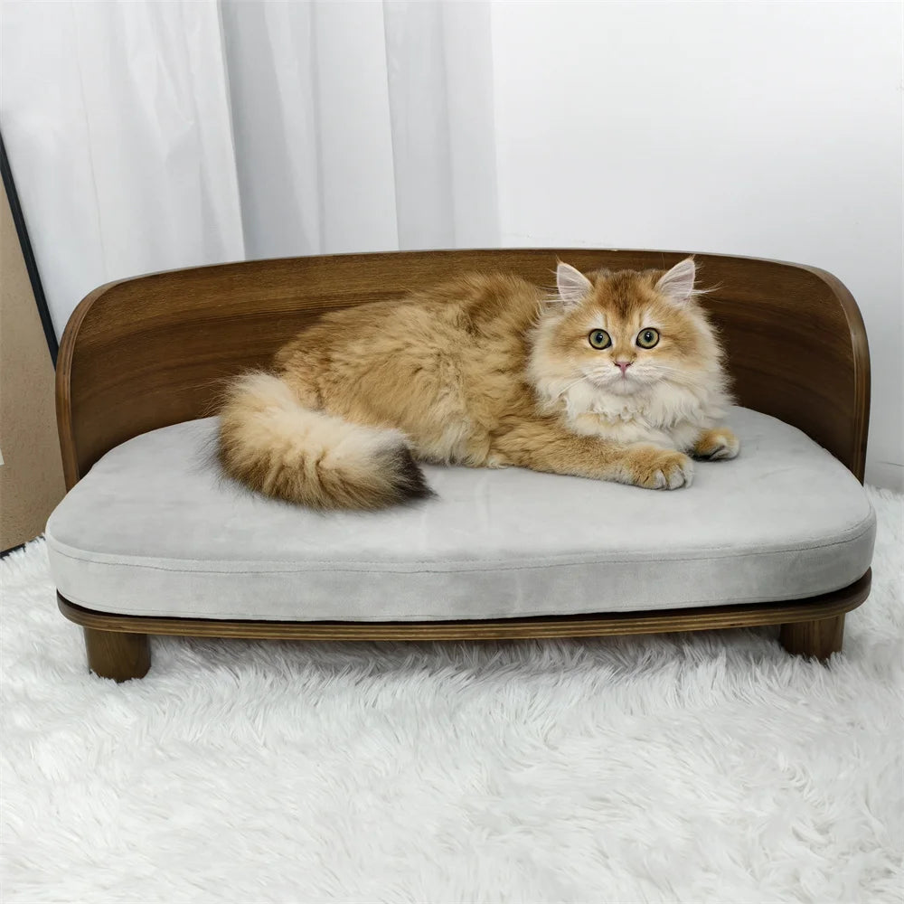BORWART CN Wooden Elevated Pet Sofa For Dogs With Cushion