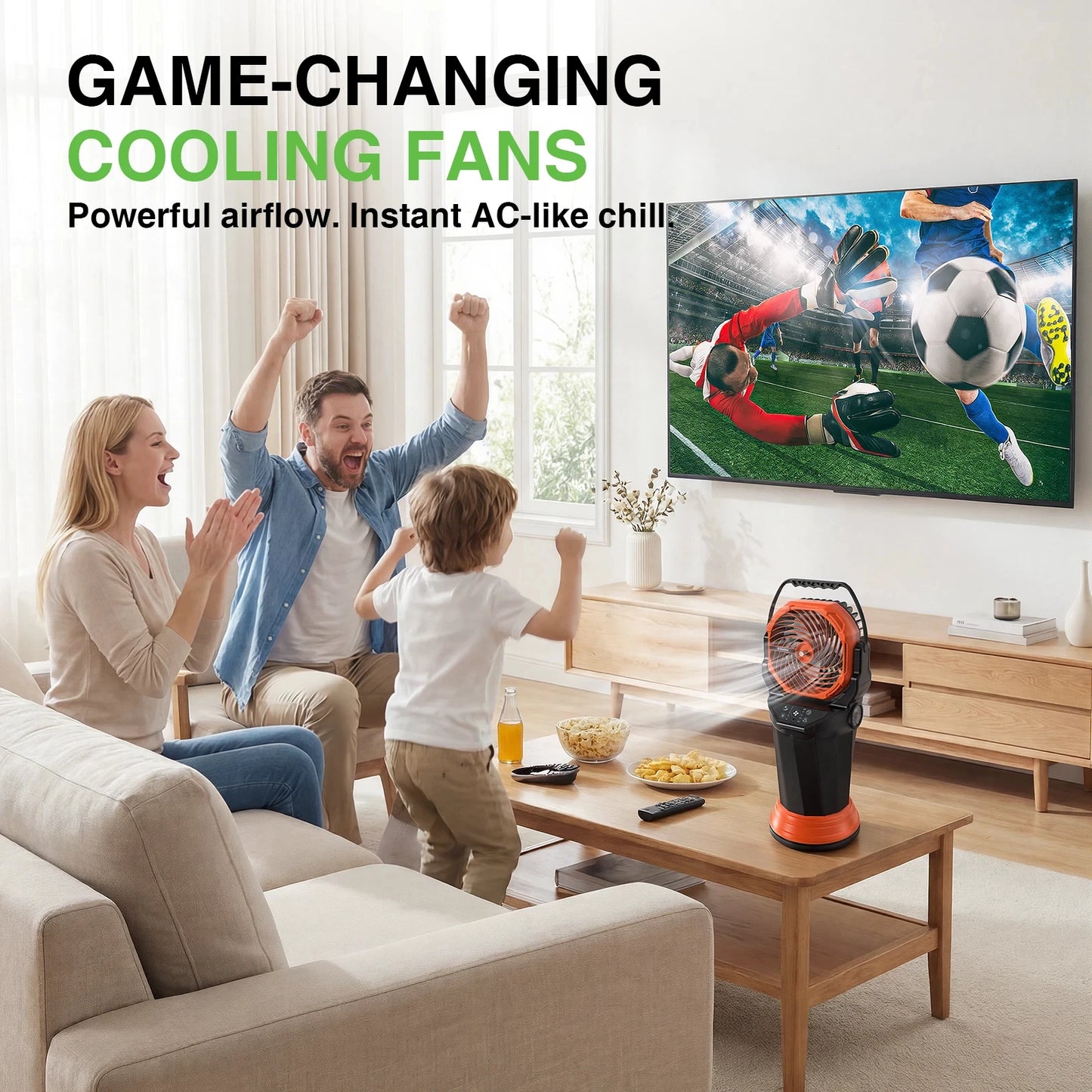 Portable Misting Fan With 3 Nozzles RGB Light Remote Control