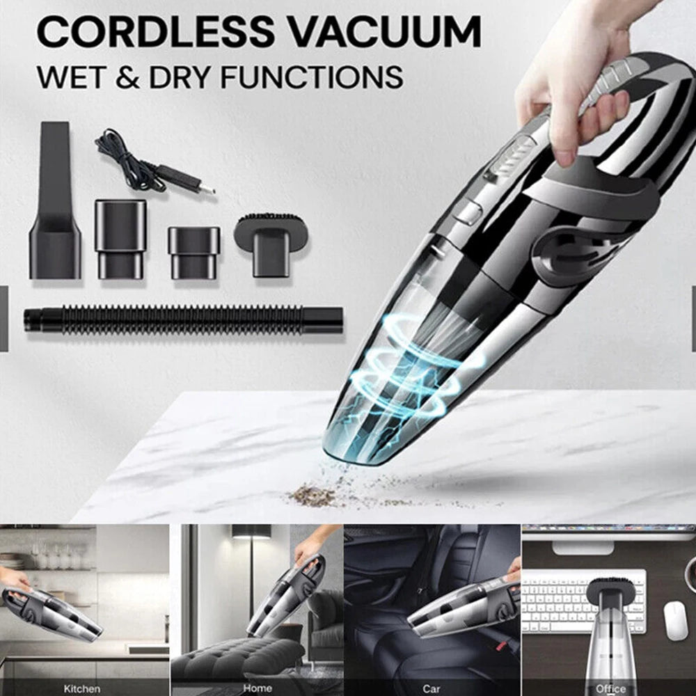 Wireless Handheld Vacuum Cleaner USB Charging Car Portable Wet Dry 12000Pa