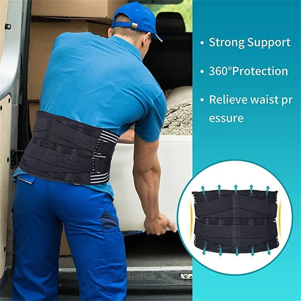 Lumbar Back Brace With 6 Stays Breathable Orthopedic Support Pain Relief