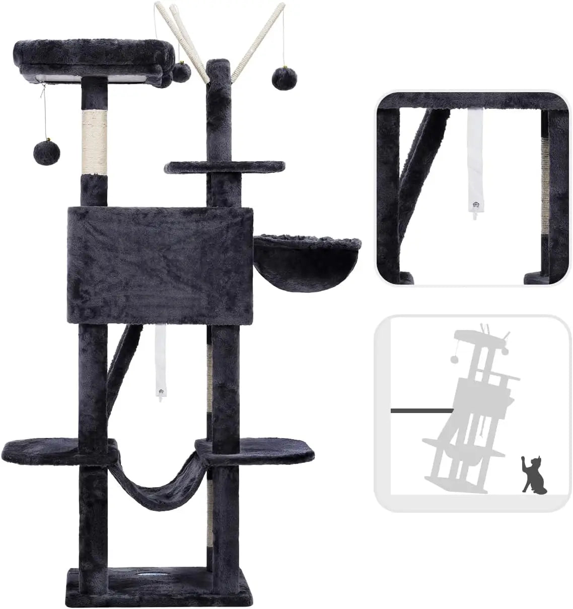 Cat Tower With Padded Bed Cozy Condo Hammocks Scratching Posts