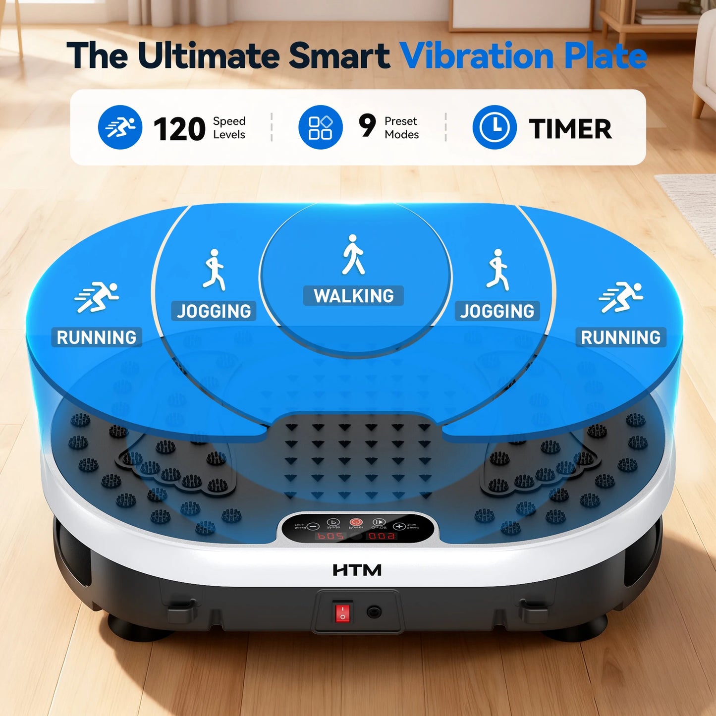 HTMM Vibration Plate High Frequency Fitness Platform With 9 Programs