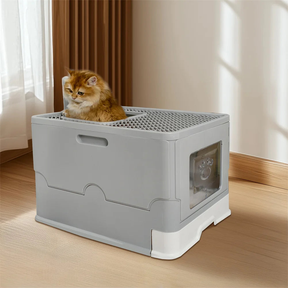 Cat Litter Box Enclosed Splashproof Tray for Kittens and Cats