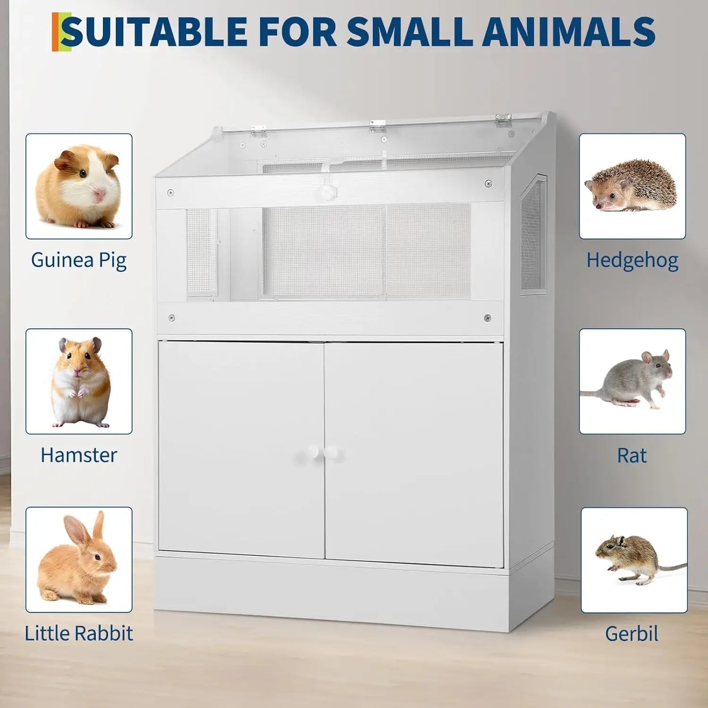 HiMISS Acrylic Small Animal Cage With Storage Cabinet Hamster Habitat