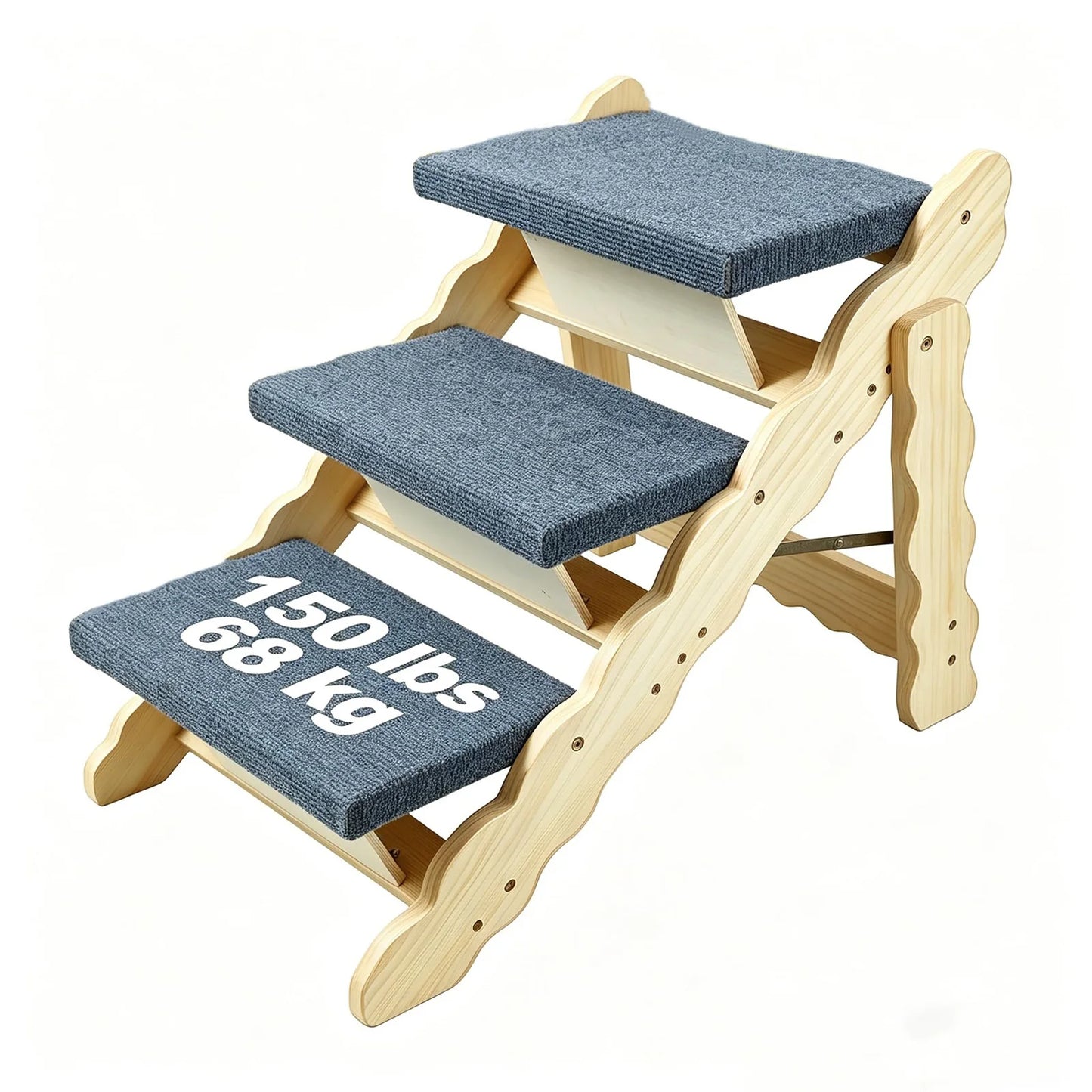 DishyKooker 2in1 Wooden Pet Stairs and Folding Ramp