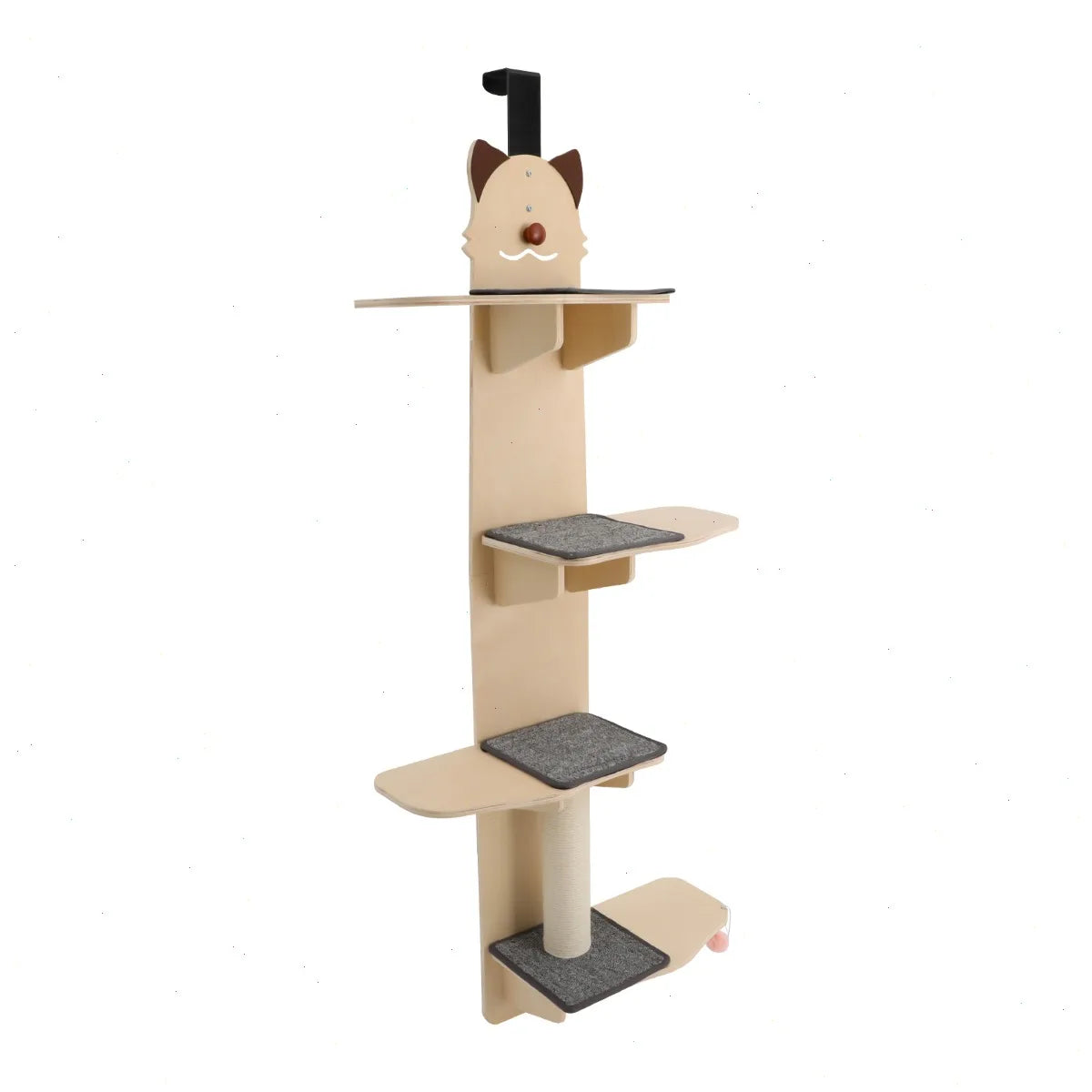 Door Hanging Cat Tree With Multi Level Climber Scratch Post Teaser Ball