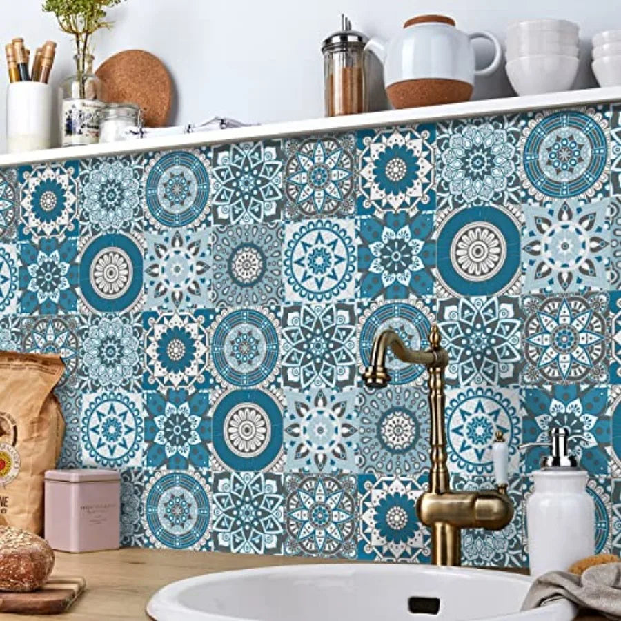 Moroccan Mandala Tile Stickers Peel And Stick Decorative Vinyl Wall