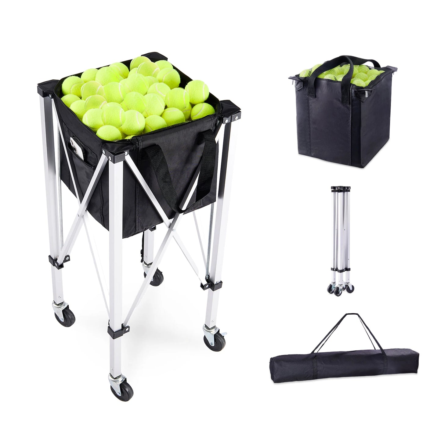 SucceBuy Foldable Tennis Ball Cart Holds 150/180 Balls