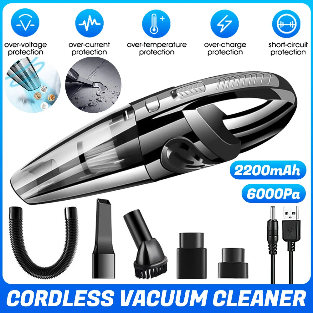 Wireless Handheld Vacuum Cleaner USB Charging Car Portable Wet Dry 12000Pa