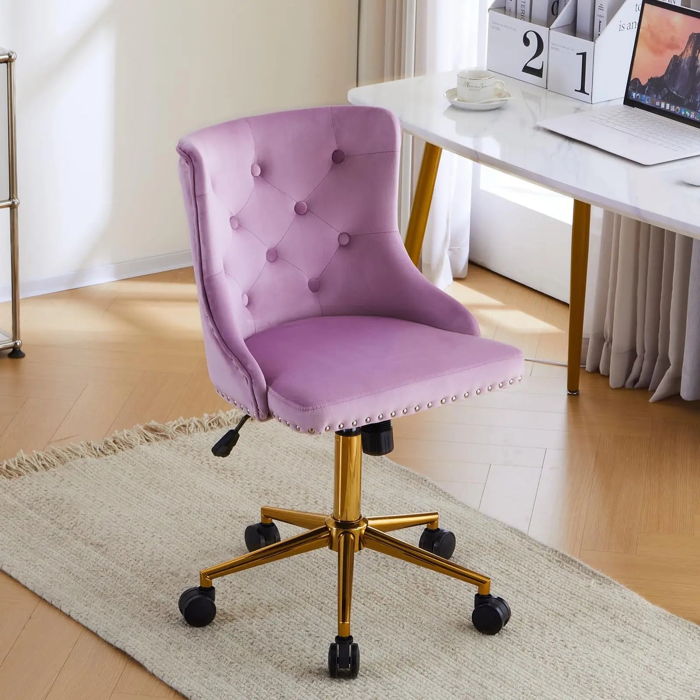 VINGLI Velvet Office Desk Chair Armless Vanity