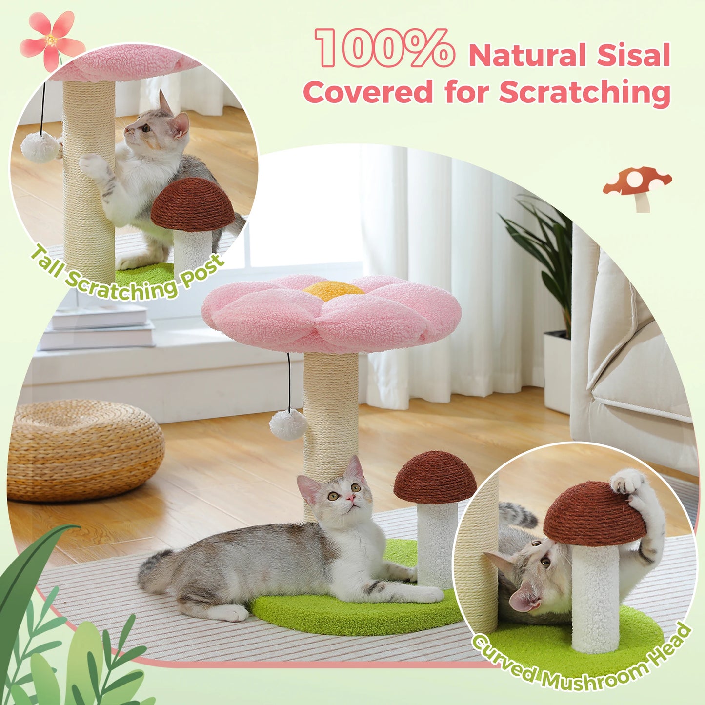 PAWZ Road Double Tier Cat Scratching Post With Flower Bed
