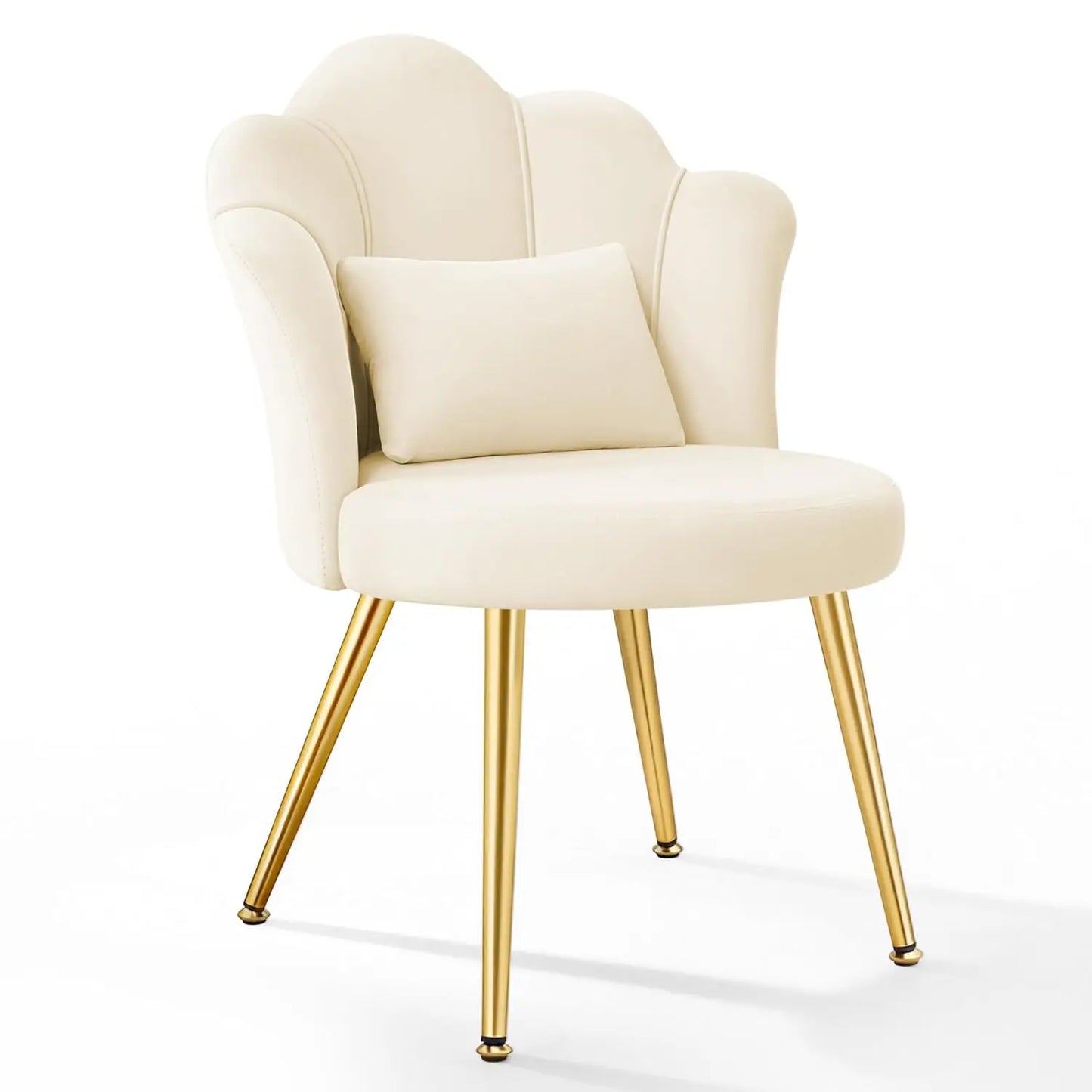 Petal Vanity Chair With Flower Backrest And Golden Metal Legs