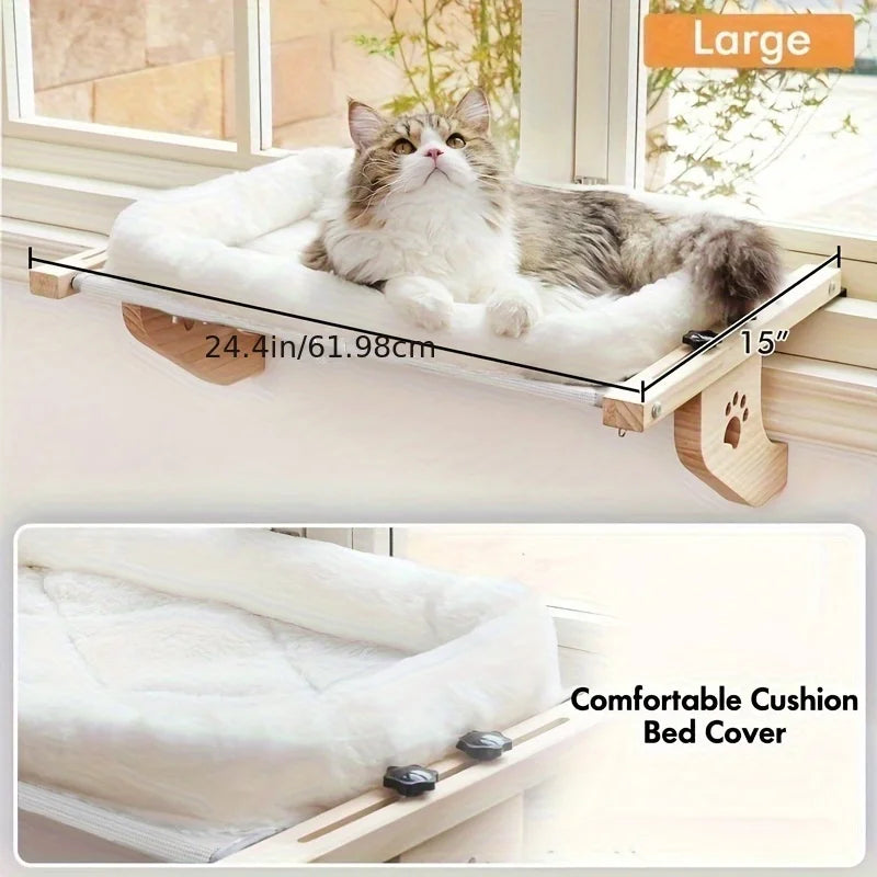 CZBNYX Cat Window Sill Hammock For Indoor Cats With Wooden And Metal Frame