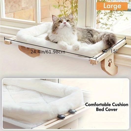 CZBNYX Cat Window Sill Hammock For Indoor Cats With Wooden And Metal Frame