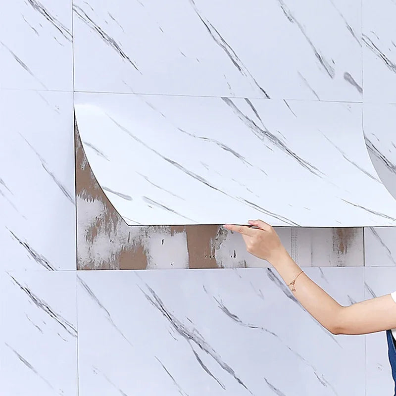 Self-Adhesive Marble PVC Floor Tiles Waterproof Peel Stick Removable