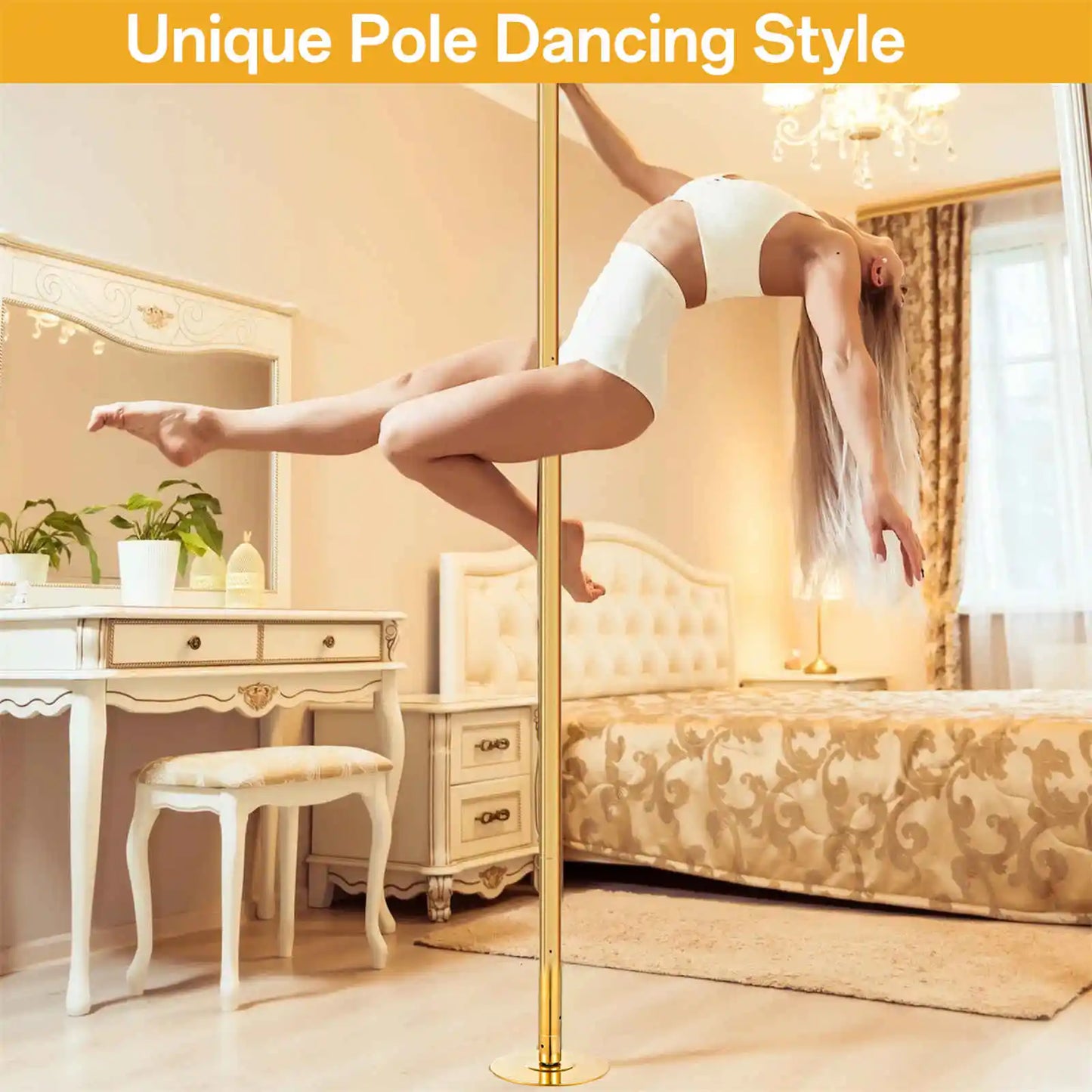 Adjustable Dance Pole Spinning Static Mode Heavy Duty Steel