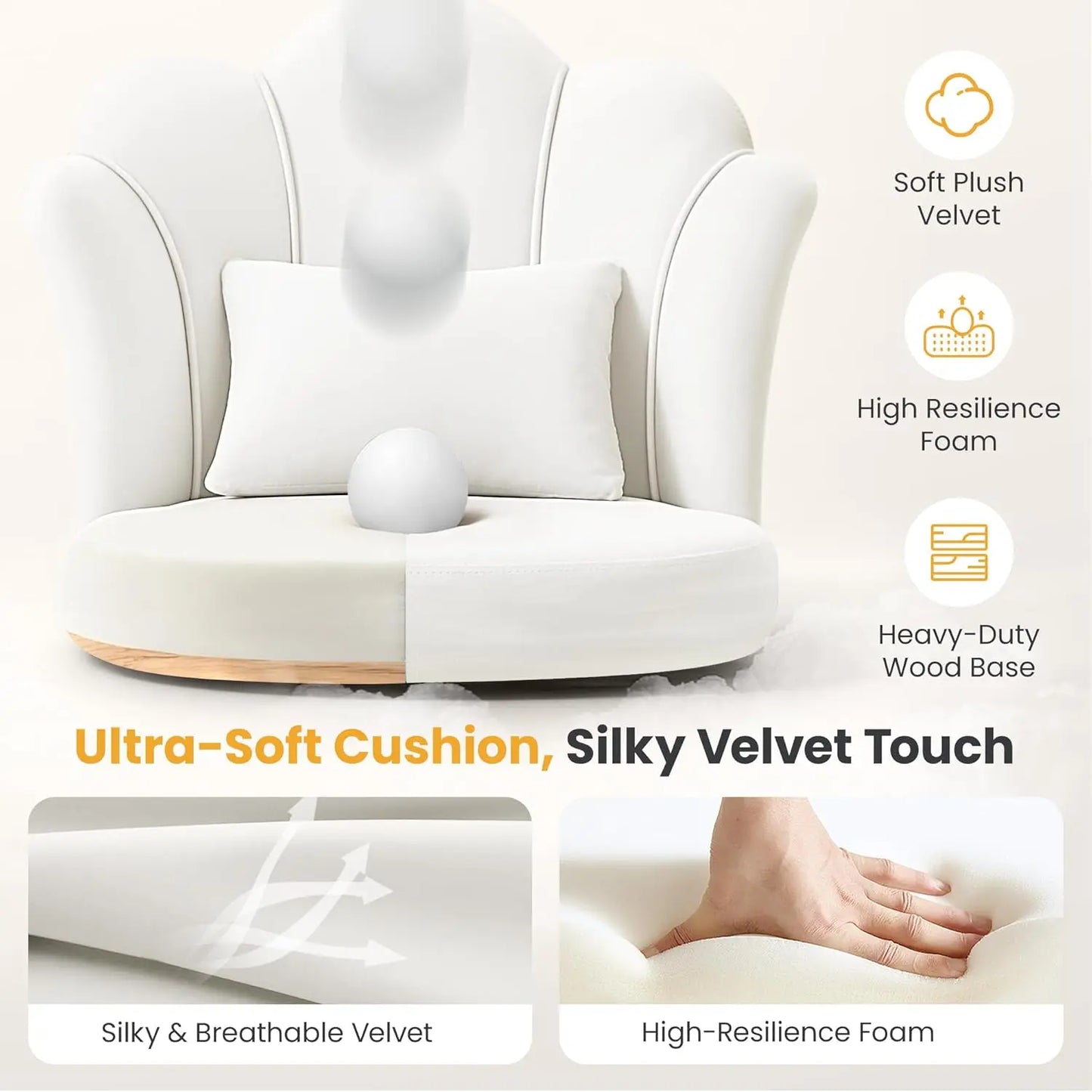 Petal Vanity Chair With Flower Backrest And Golden Metal Legs