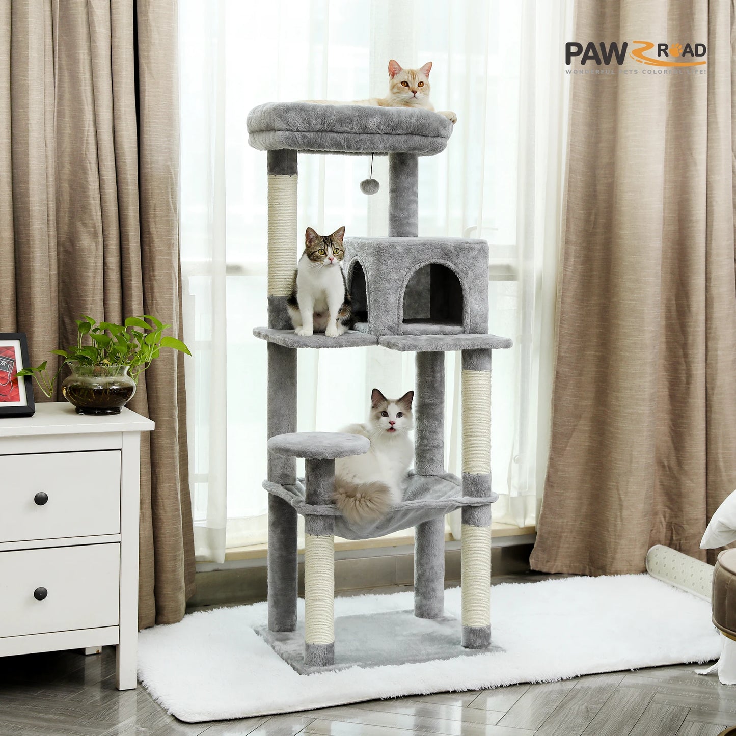 PAWZ Road Five-Level Cat Tree For Indoor Cats Perch Deluxe