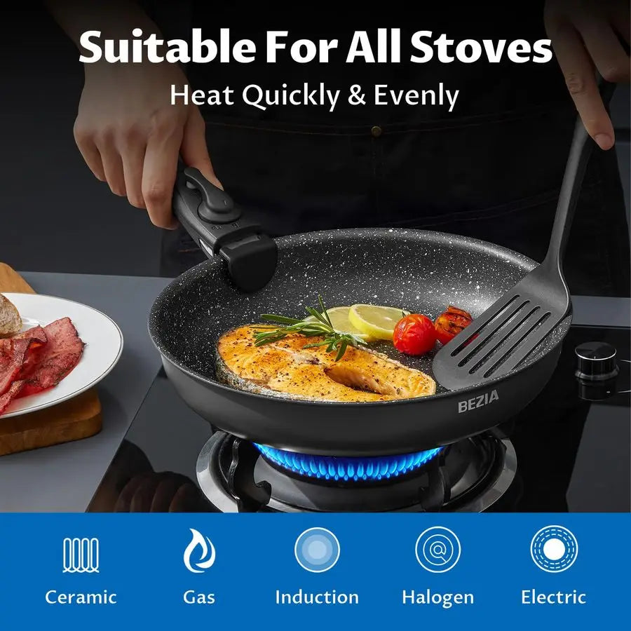 XMSJ Induction Cookware Set 10 Pieces Nonstick Pots And Pans