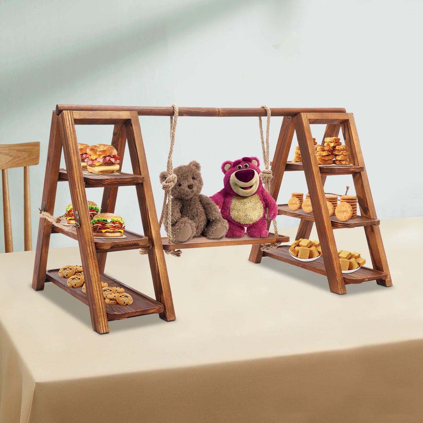 Bymaocar 3 Tier Solid Wood Dessert Stand Cupcake Display Rack