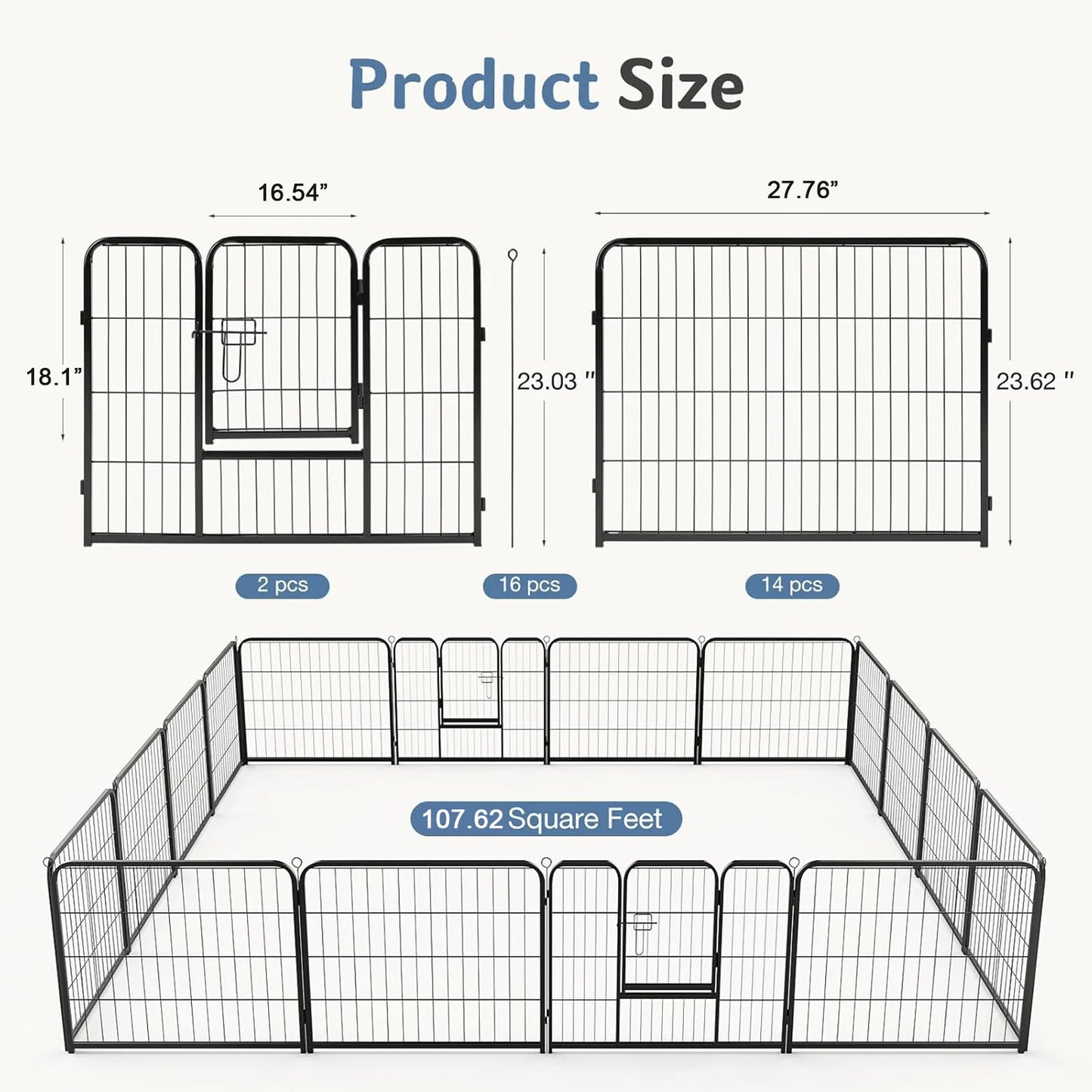 JHK Foldable Dog Playpen Fence For Yard Outdoor Use