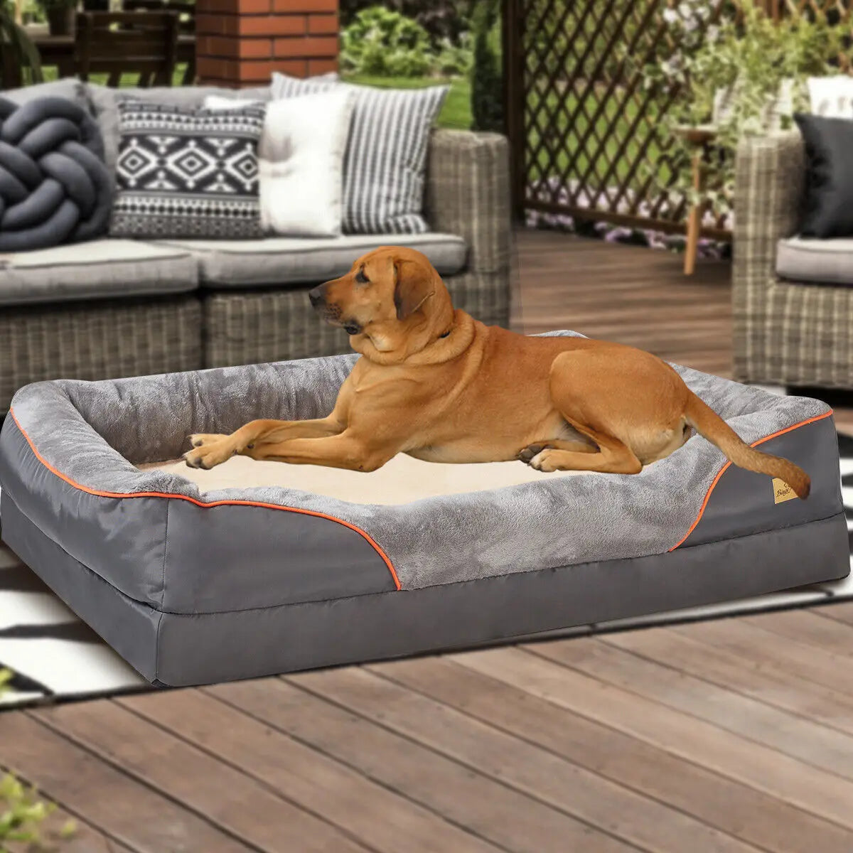 BINGOPAW Orthopedic Memory Foam Dog Bed Bolstered Couch Waterproof