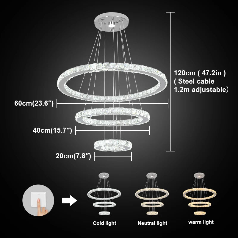 GreeLustr Modern Crystal Chandelier Dining Room Pendant Light