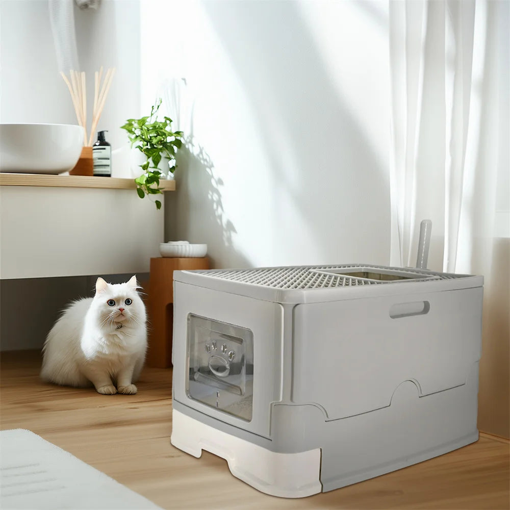 Cat Litter Box Enclosed Splashproof Tray for Kittens and Cats