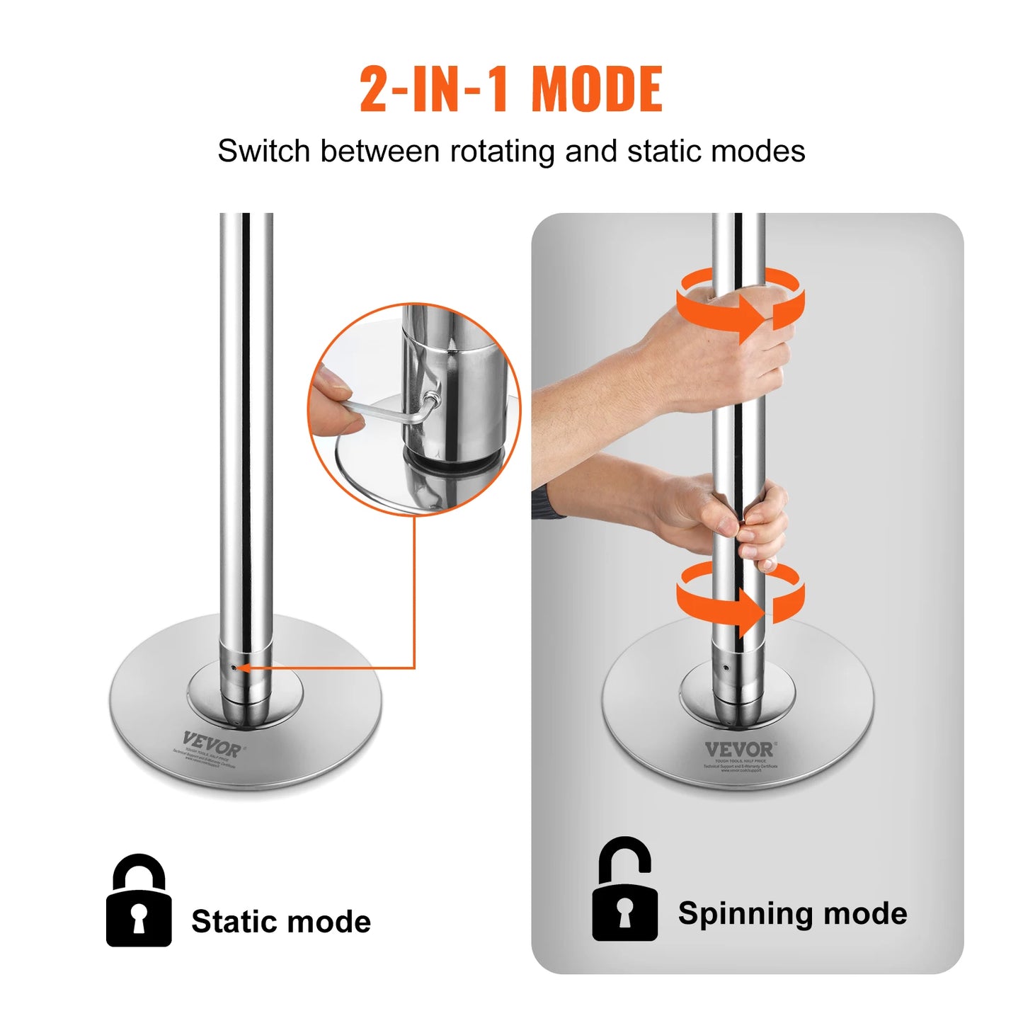 SucceBuy Professional Dancing Pole Kit Spinning Static Portable Stainless Steel