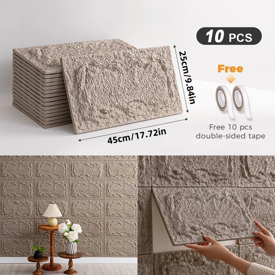 CHEE LYEE 3D Self-Adhesive Stone Wall Panels for Indoor Decor