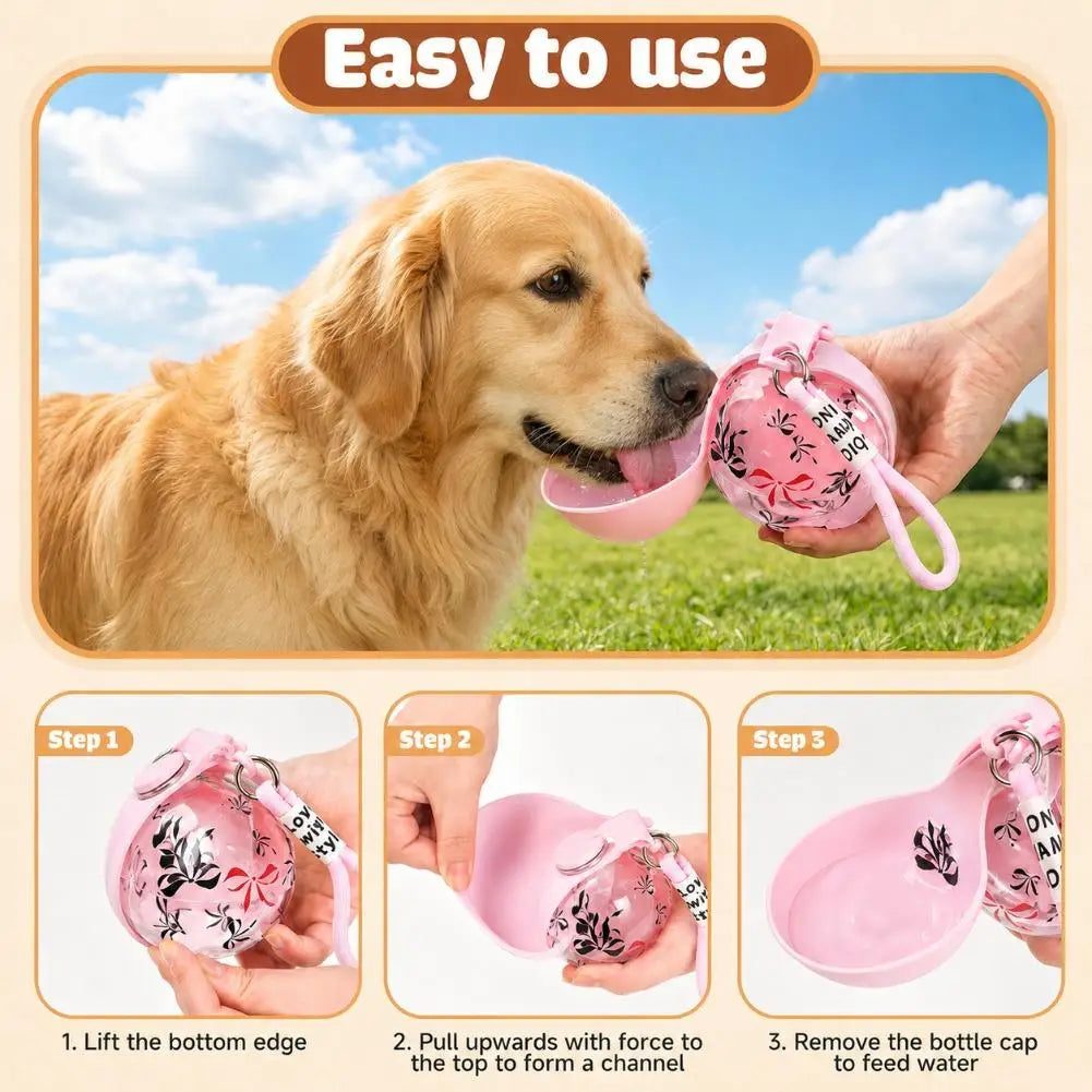 2-In-1 Portable Dog Water Bottle With Lanyard Hook