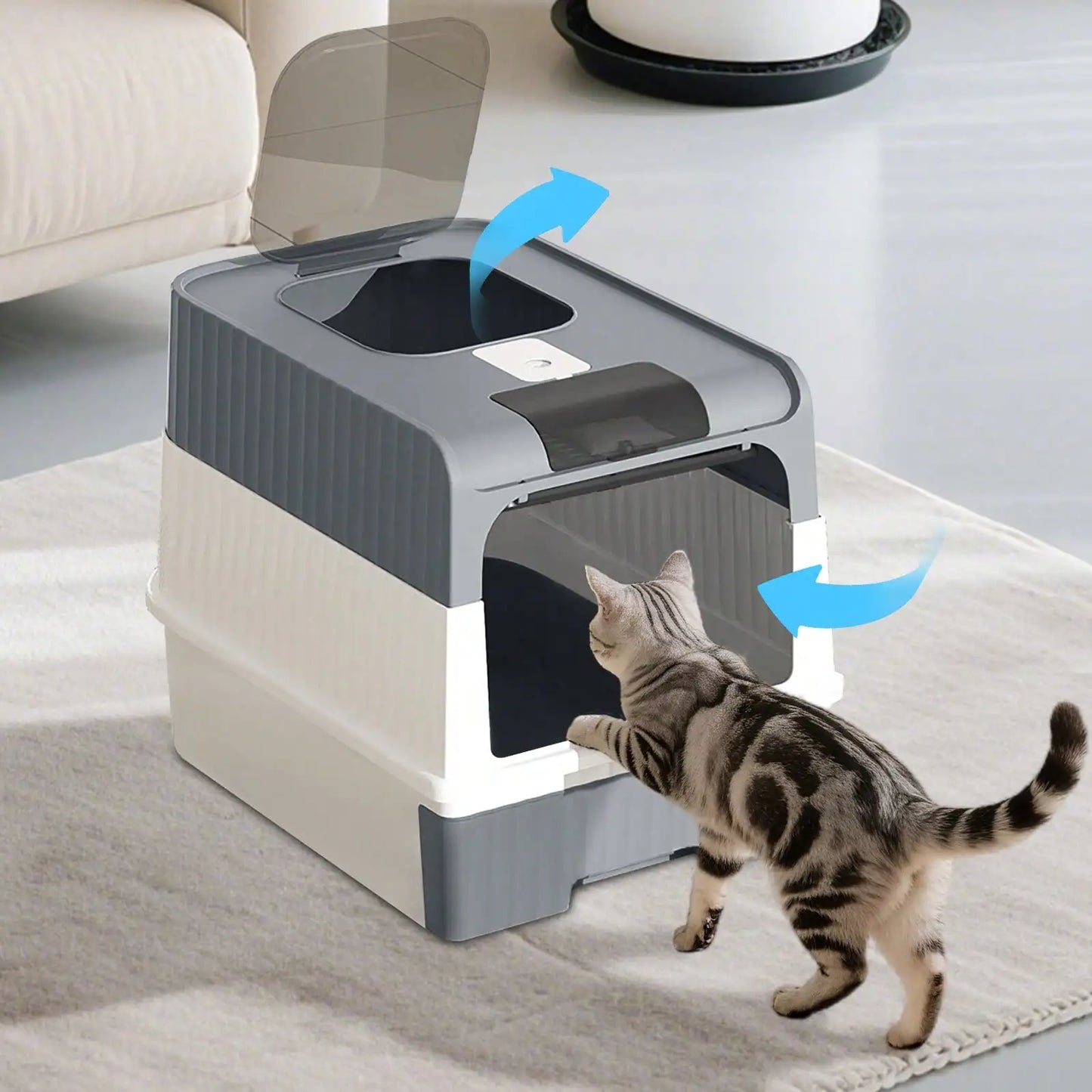 Enclosed Litter Tray - Sifting Scoop Kit, Pet Hygiene Box, Easy Clean Cat Accessories |   Apartment Bedroom Bathroom Living Room For Apartment Bedroom Bathroom Living Room