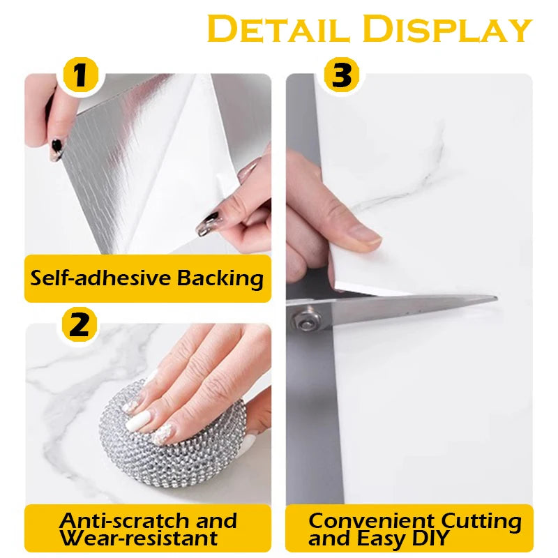 Self-Adhesive Marble PVC Floor Tiles Waterproof Peel Stick Removable