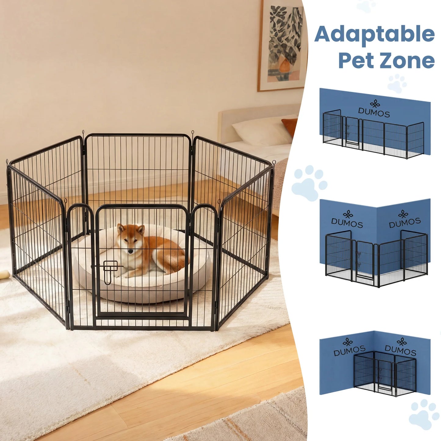 JHK Foldable Metal Dog Playpen Durable Indoor Outdoor