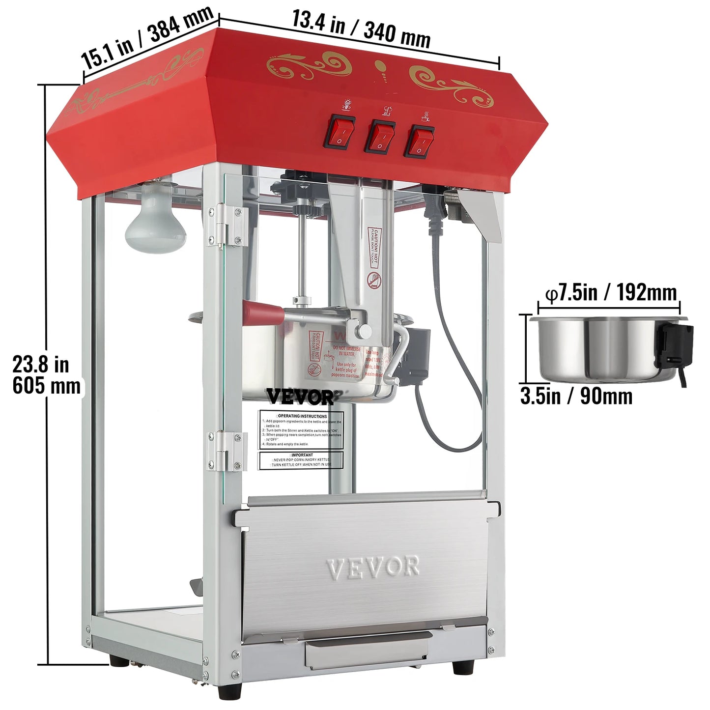 SucceBuy Electric Popcorn Maker Commercial Popper For Restaurants