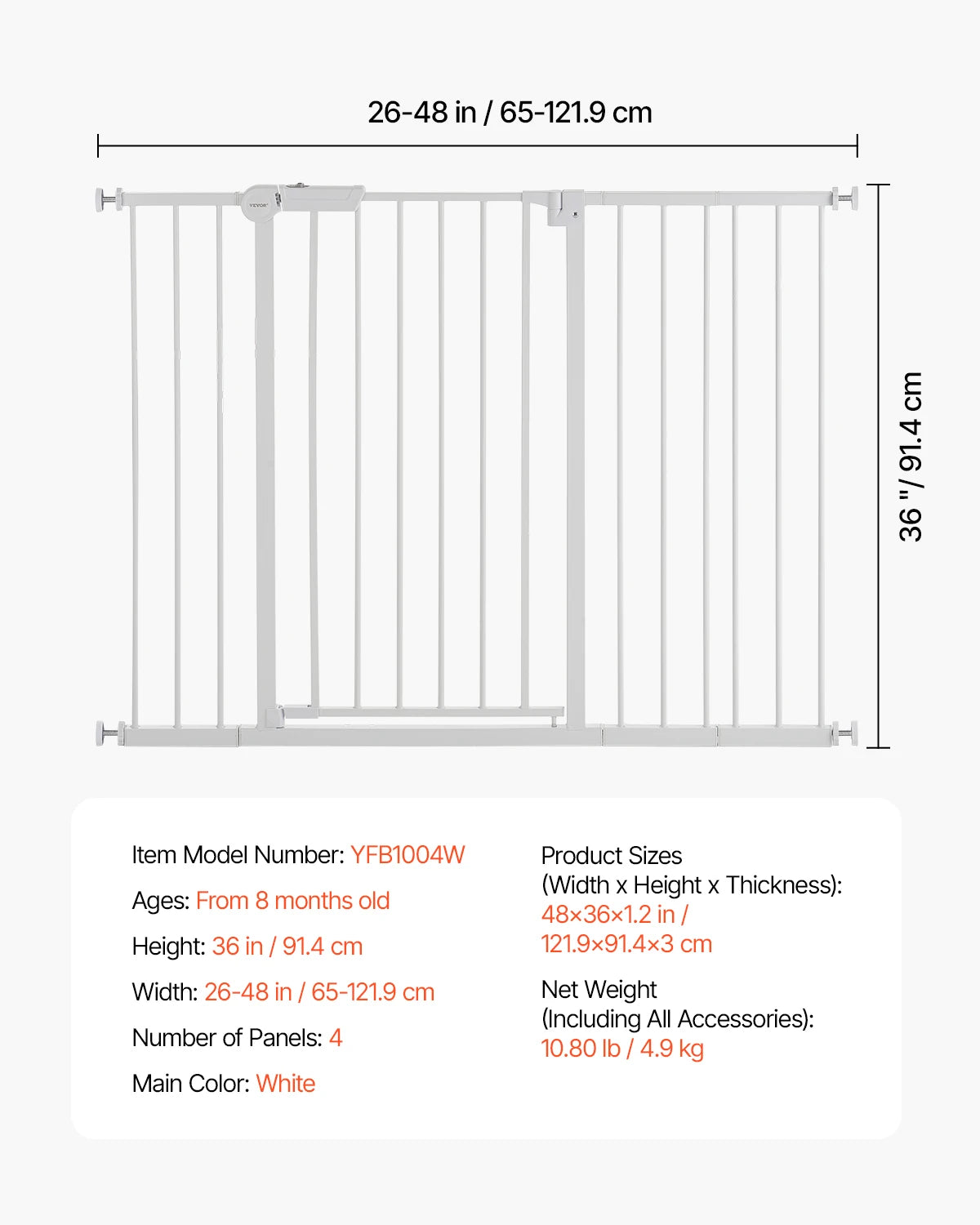 SucceBuy Baby Gate Pressure Mount Walk Through For Home Doorways