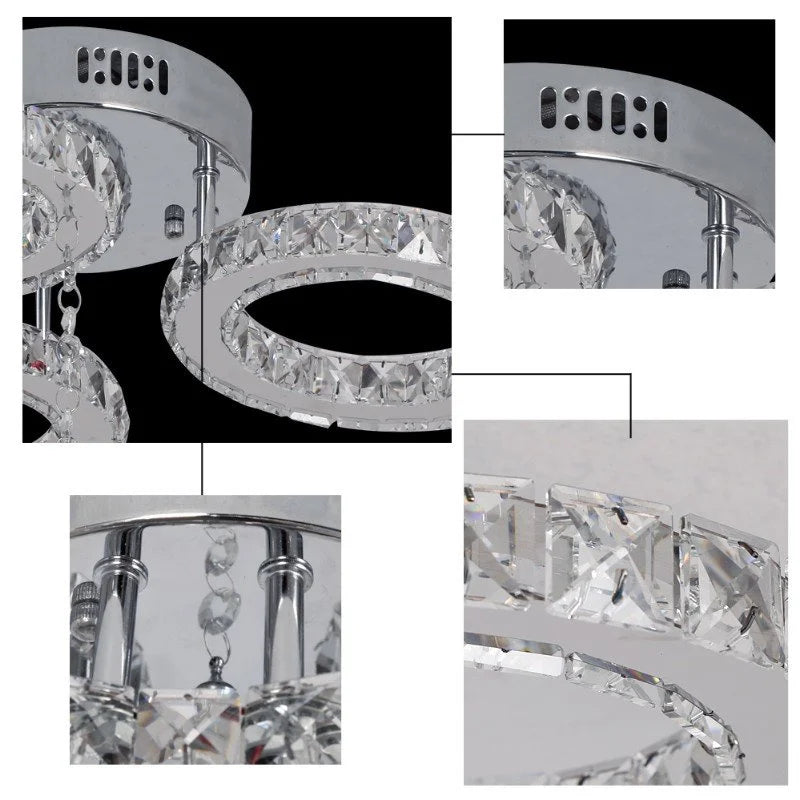 GreeLustr Modern Pendant Light Led Crystal Ring Ceiling Chandelier