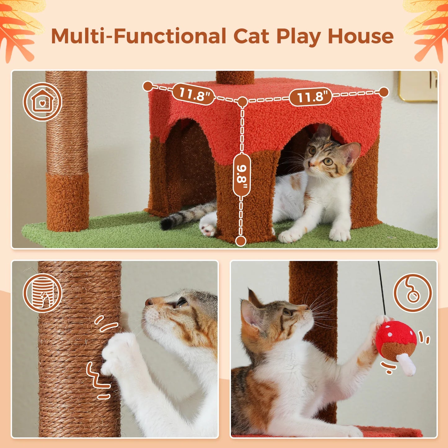 PAWZ Road Multi Level Cat Tree With Scratching Posts Indoor