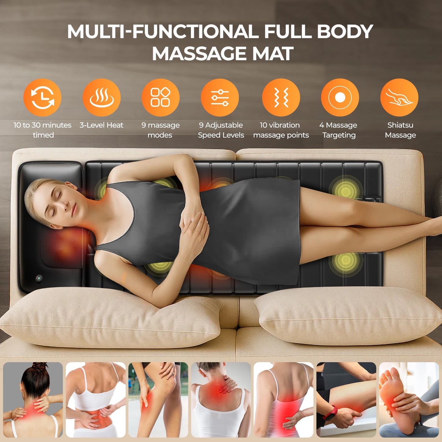 HIMOUTA Shiatsu Full Body Massage Mat With Detachable Pad