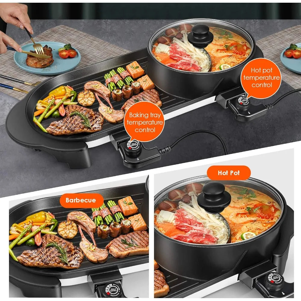 Hot Pot With Grill Electric Indoor Shabu Shabu Combo