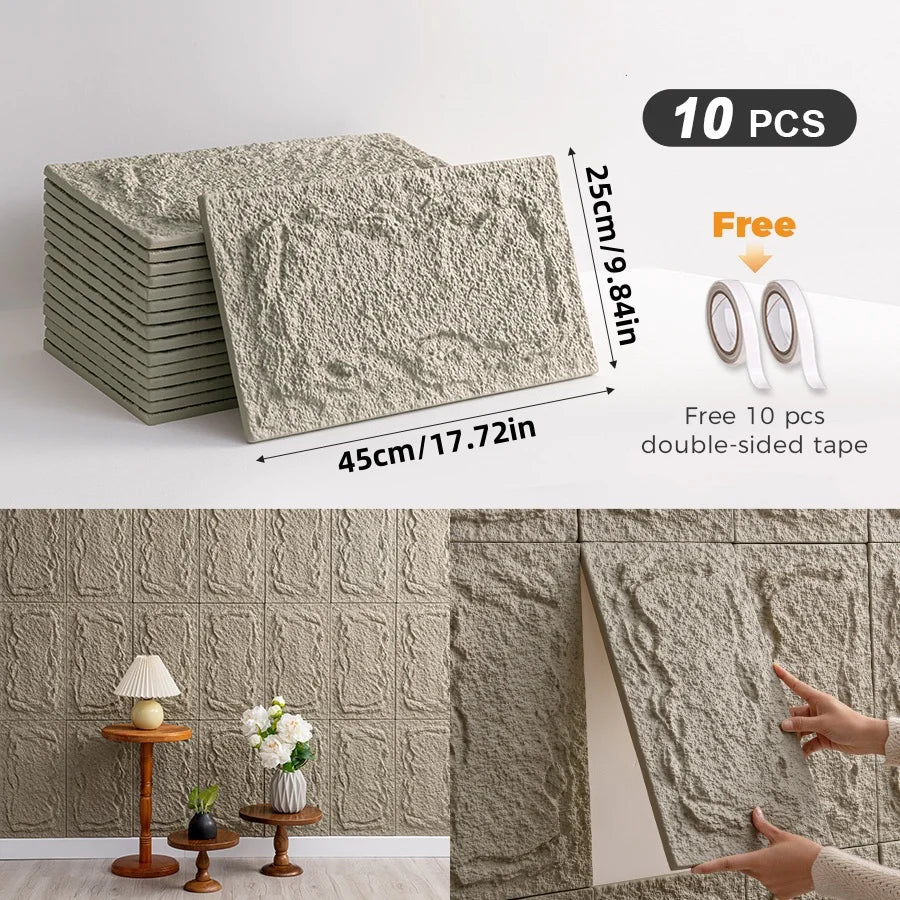 CHEE LYEE 3D Self-Adhesive Stone Wall Panels for Indoor Decor
