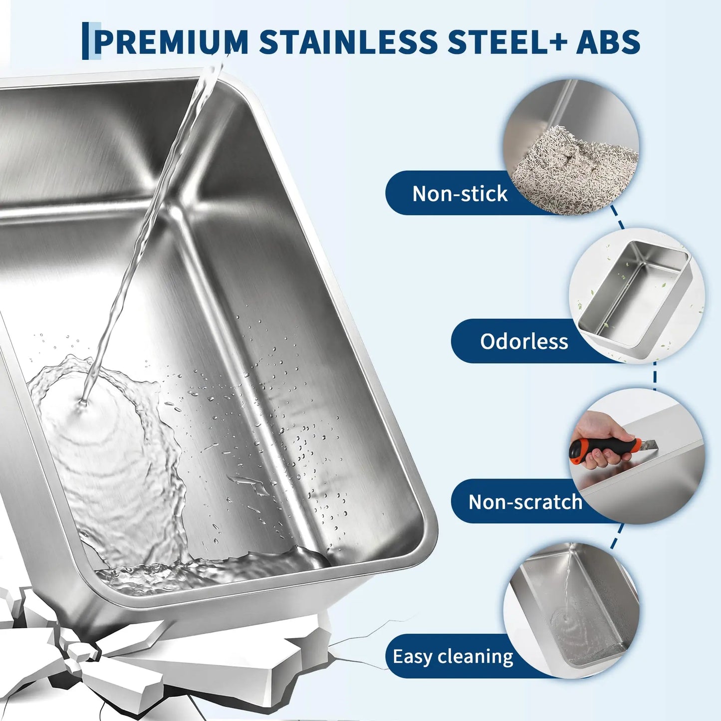 Studyset Stainless Steel Litter Box With Lid For Cats